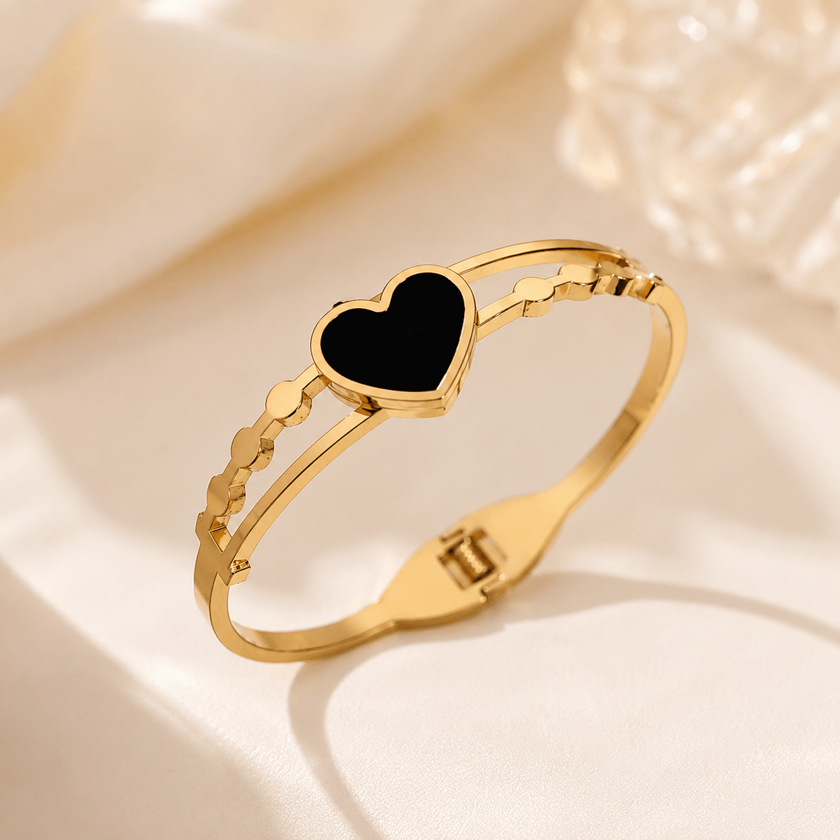 Luxury Gold Heart Bracelet – Elegant Stainless Steel Bangle for Women - Jeweri - Moments Made Precious