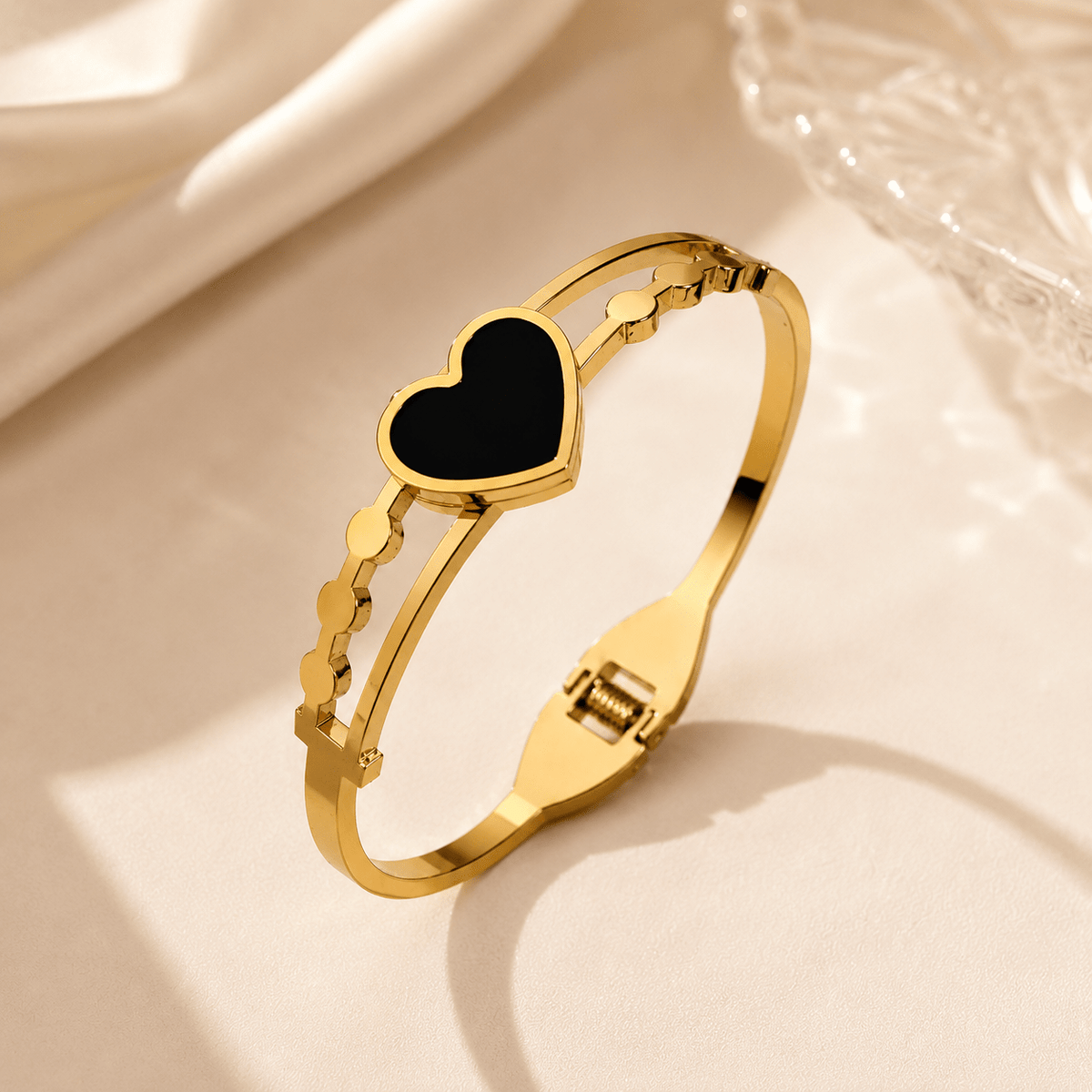Luxury Gold Heart Bracelet – Elegant Stainless Steel Bangle for Women - Jeweri - Moments Made Precious