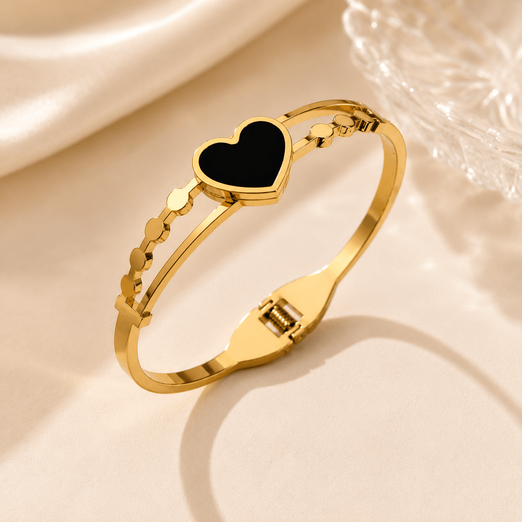 Luxury Gold Heart Bracelet – Elegant Stainless Steel Bangle for Women - Jeweri - Moments Made Precious